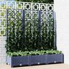 vidaXL حوض حديقة مع تعريشة أزرق رمادي 120×40×121.5 سم PP