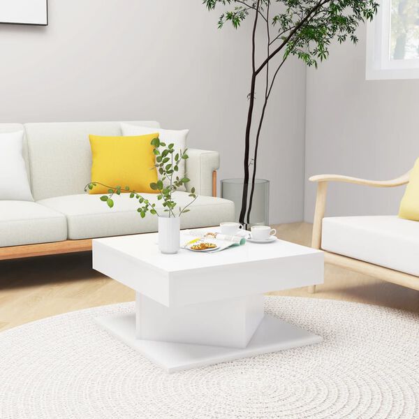 vidaXL طاولة قهوة أبيض 57×57×30 سم خشب صناعي