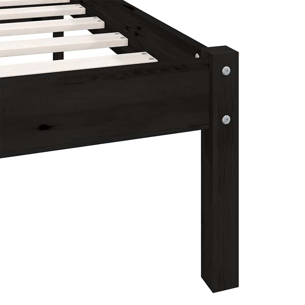 vidaXL إطار سرير خشب صنوبر صلب أسود 140×200 سم