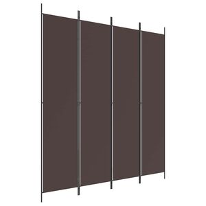 vidaXL مقسم غرفة 4-ألواح بني 200&times;220 سم قماش