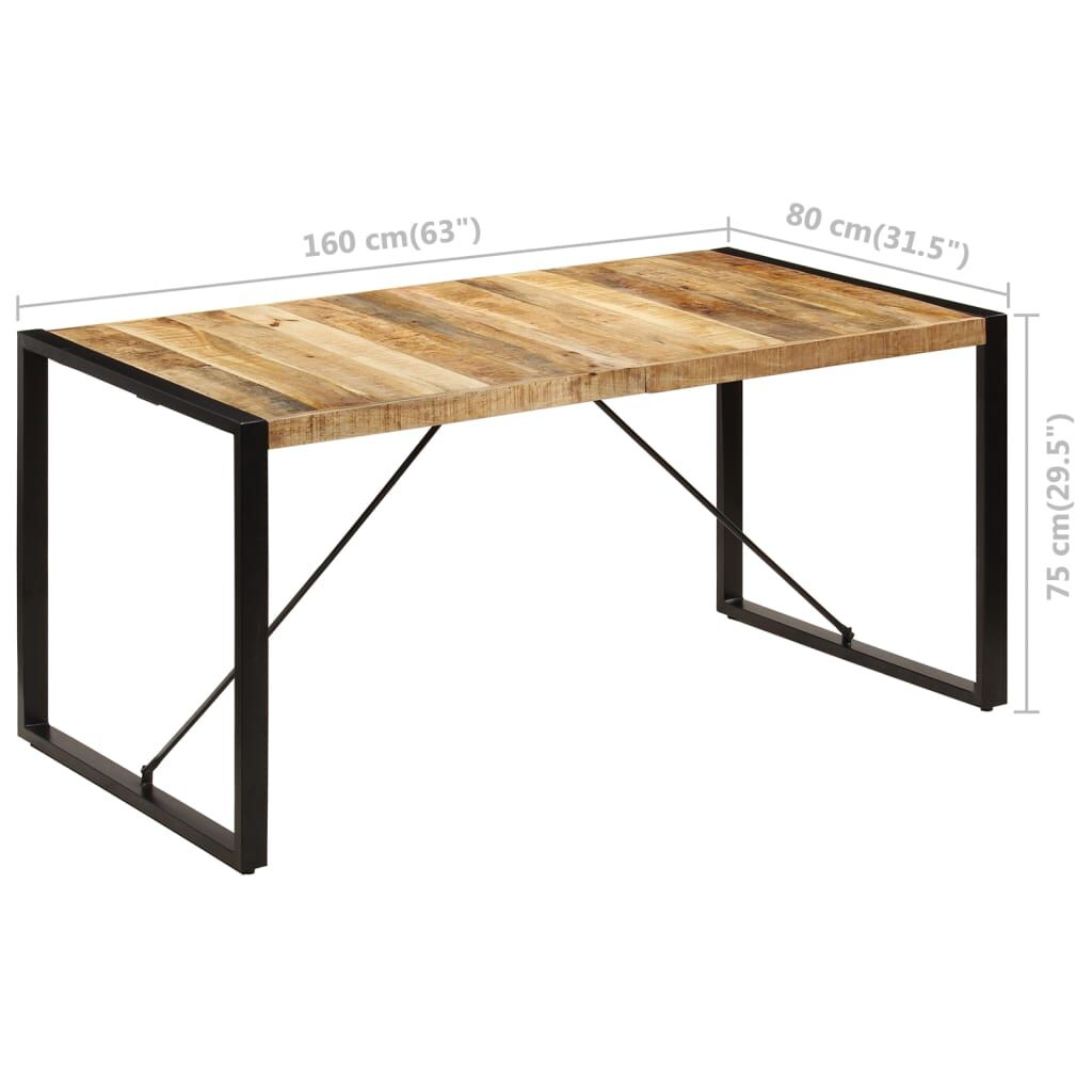 vidaXL طاولة طعام 160×80×75 سم خشب مانجو صلب