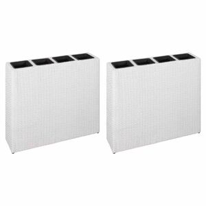 vidaXL حوض حديقة مرتفع مع 4 أصص 2 ق بولي روطان أبيض