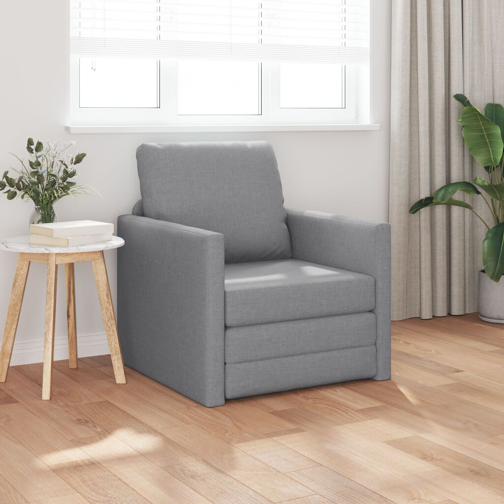 vidaXL سرير أريكة أرضي 2 في 1 لون رمادي فاتح 55x174x112 سم قماش
