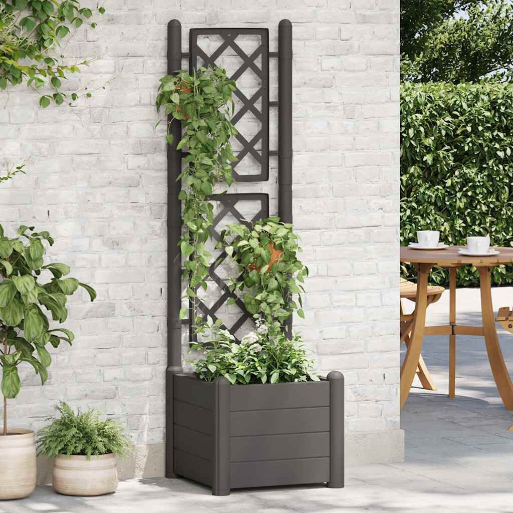 vidaXL حوض حديقة مع تعريشة 43×43×142 سم PP انتراسيت