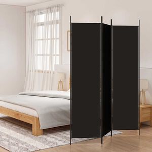vidaXL مقسم غرفة 3-ألواح أسود 150&times;200 سم قماش