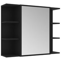 vidaXL خزانة حمام بمرآة أسود 80×20.5×64 سم خشب صناعي