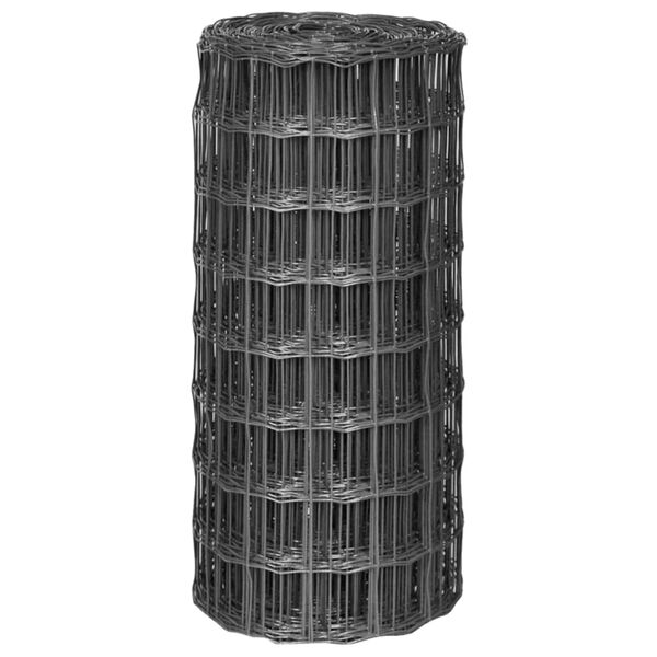 vidaXL سياج يورو فولاذ 0.8x25 متر رمادي