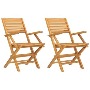 vidaXL كراسي حديقة قابلة للطي 2 ق 90x62x55 سم خشب ساج صلب