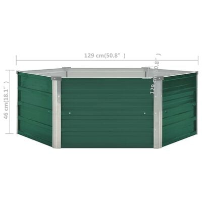 vidaXL حوض حديقة مرتفع 129×129×46 سم فولاذ مجلفن أخضر
