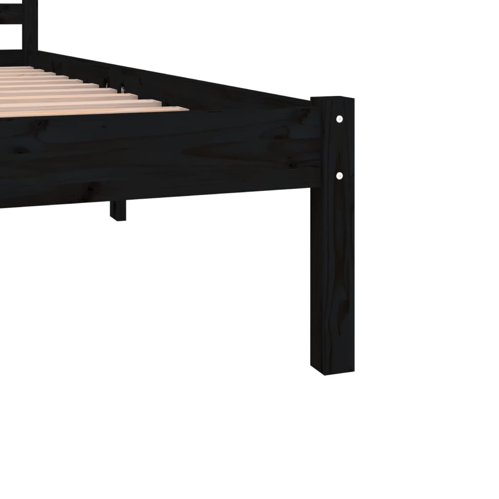 vidaXL إطار سرير خشب صنوبر صلب 180×200 سم أسود 6FT سوبر كينج