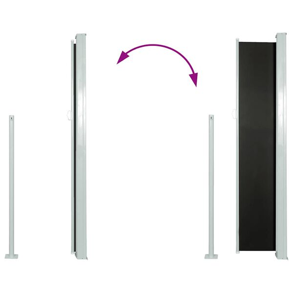 vidaXL مظلة فناء جانبية قابلة للسحب 100×500 سم أسود