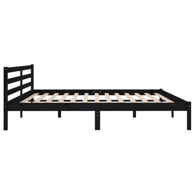 vidaXL إطار سرير خشب صنوبر صلب 200×200 سم أسود