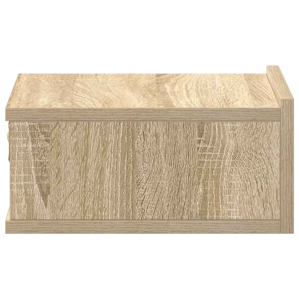 vidaXL منضدة سرير عائمة 2 ق سونوما اوك 40×30×15 سم خشب صناعي