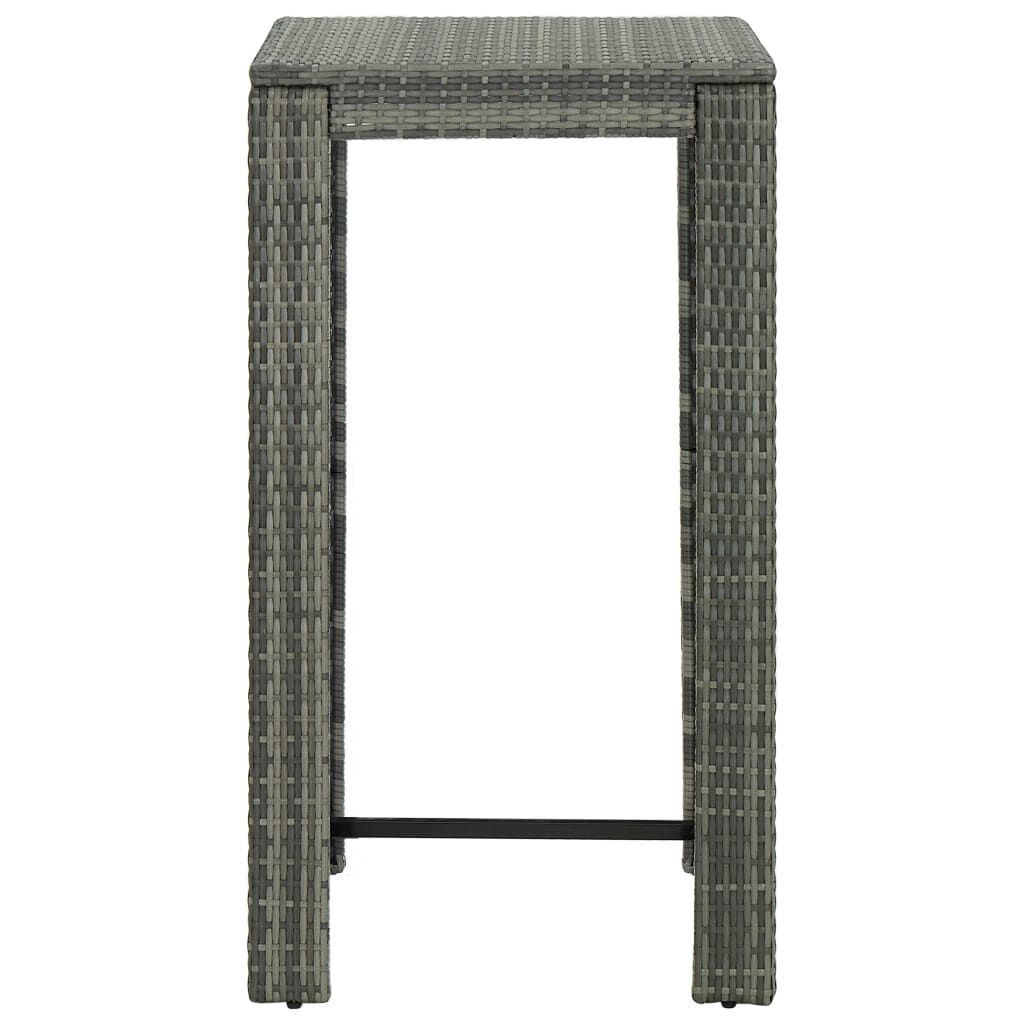 vidaXL طاولة بار للحديقة رمادي 60.5×60.5×110.5 سم بولي روطان