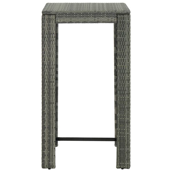 vidaXL طاولة بار للحديقة رمادي 60.5×60.5×110.5 سم بولي روطان