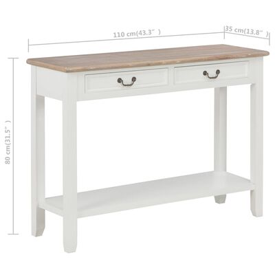 vidaXL طاولة كونسول أبيض 80x35x110 سم خشب