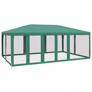 vidaXL خيمة حفلات 10 جدران جانبية شبكية لون أخضر 6&times;4 م HDPE