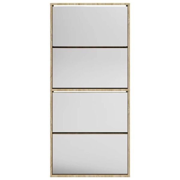 vidaXL خزانة أحذية 4-طبقات مرآة أوك 63&times;17&times;134 سم