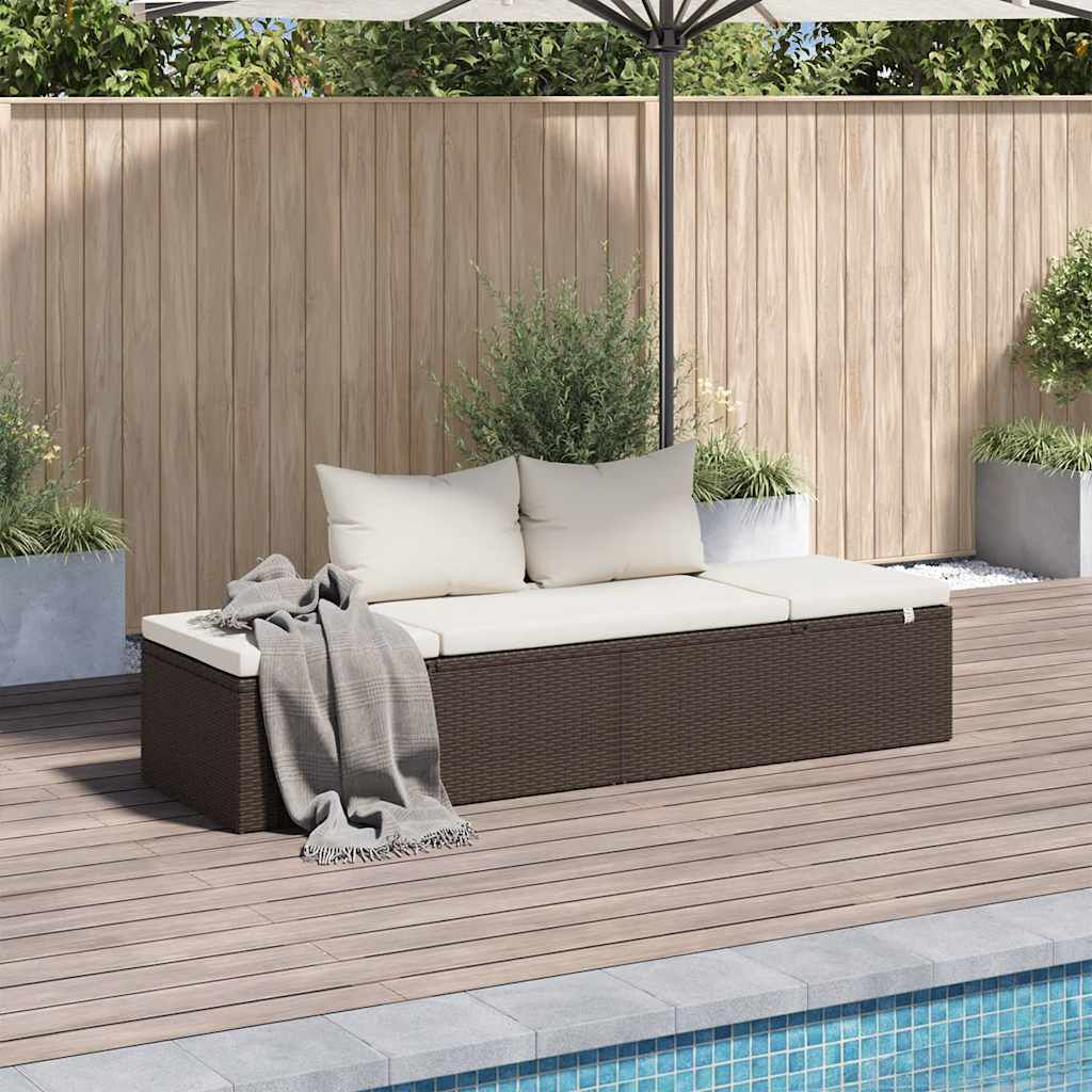 vidaXL سرير حديقة بني 195×60 سم بولي روطان
