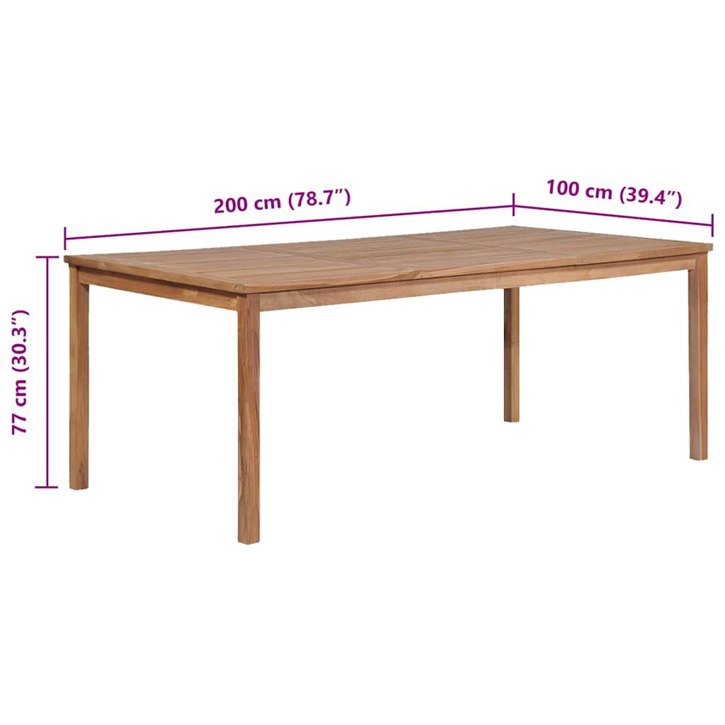 vidaXL طاولة حديقة 200×100×77 سم خشب ساج صلب
