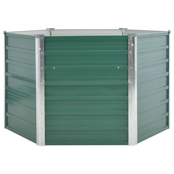 vidaXL حوض حديقة مرتفع فولاذ مجلفن 129×129×77 سم أخضر