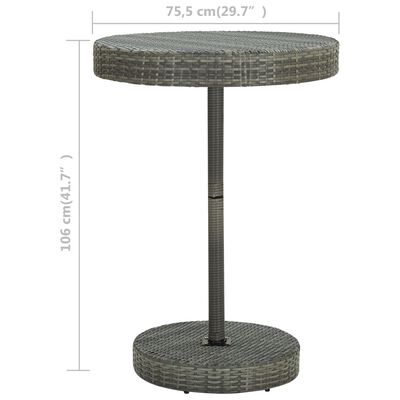 vidaXL طاولة حديقة رمادي 75.5×106 سم بولي روطان