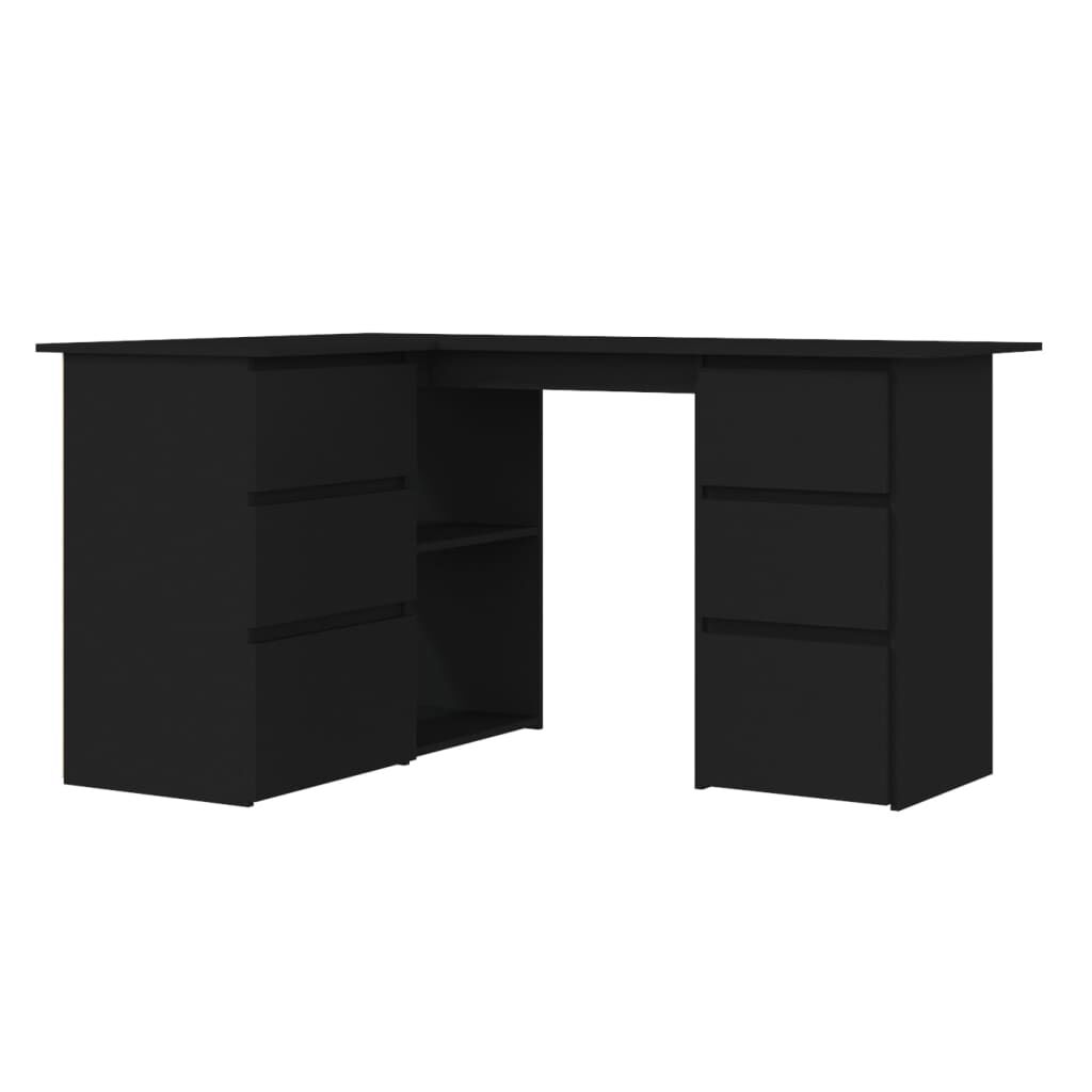 vidaXL مكتب زاوية لون أسود 145×100×76 سم خشب صناعي