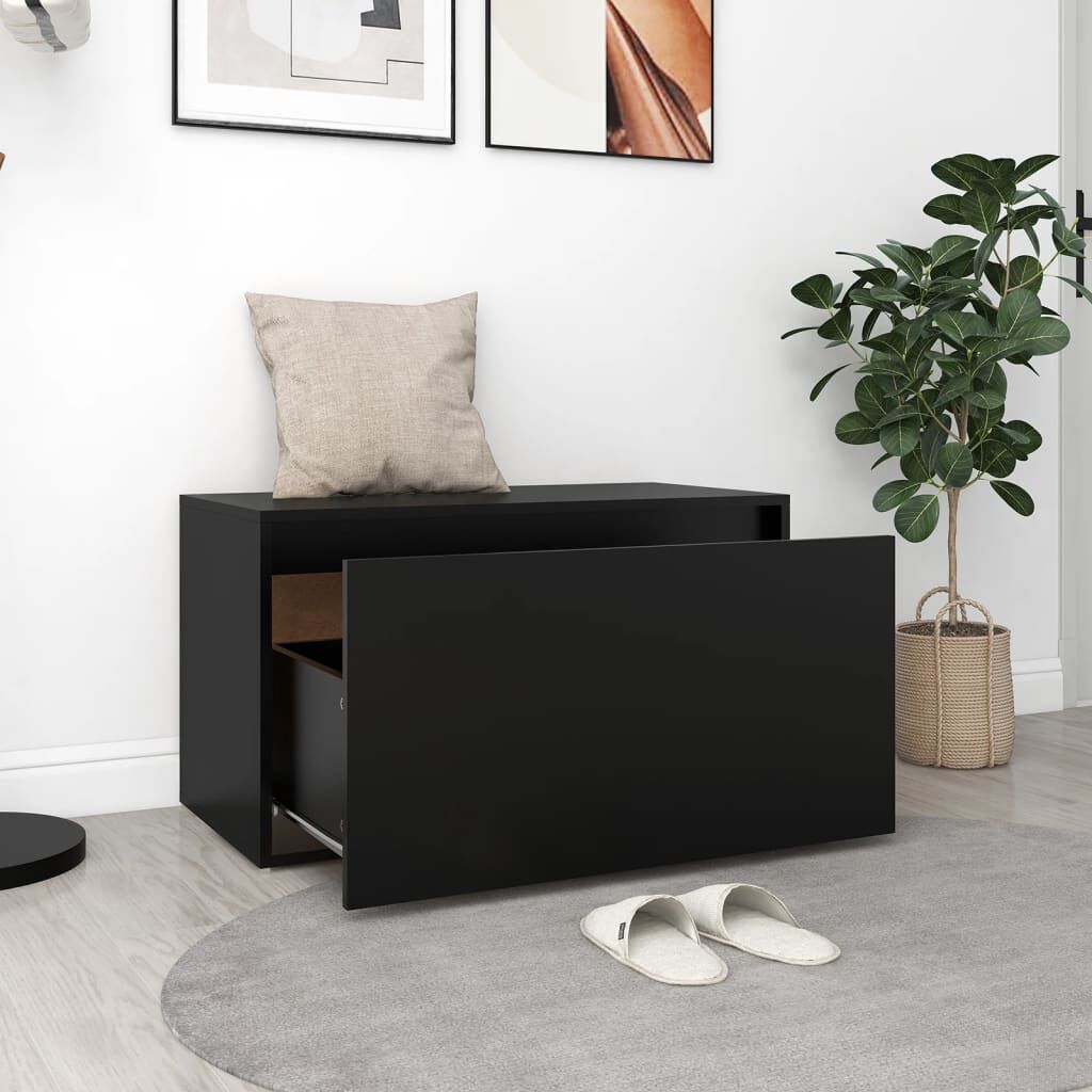 vidaXL بنش مدخل 80×40×45 سم خشب صناعي أسود
