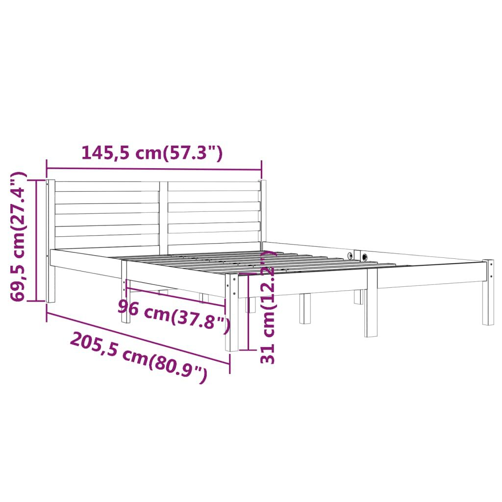 vidaXL إطار سرير خشب صنوبر صلب 140×200 سم