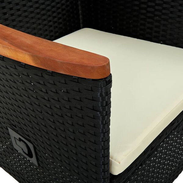 vidaXL كراسي خارجية 2 ق مع وسائد بولي روطان أسود