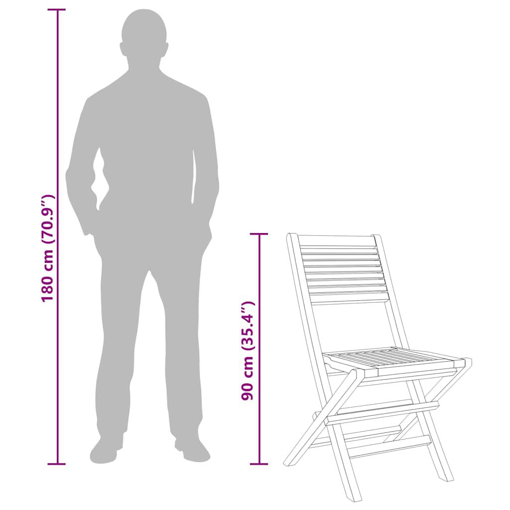 vidaXL كراسي حديقة قابلة للطي 8 ق 47x62x90 سم خشب ساج صلب