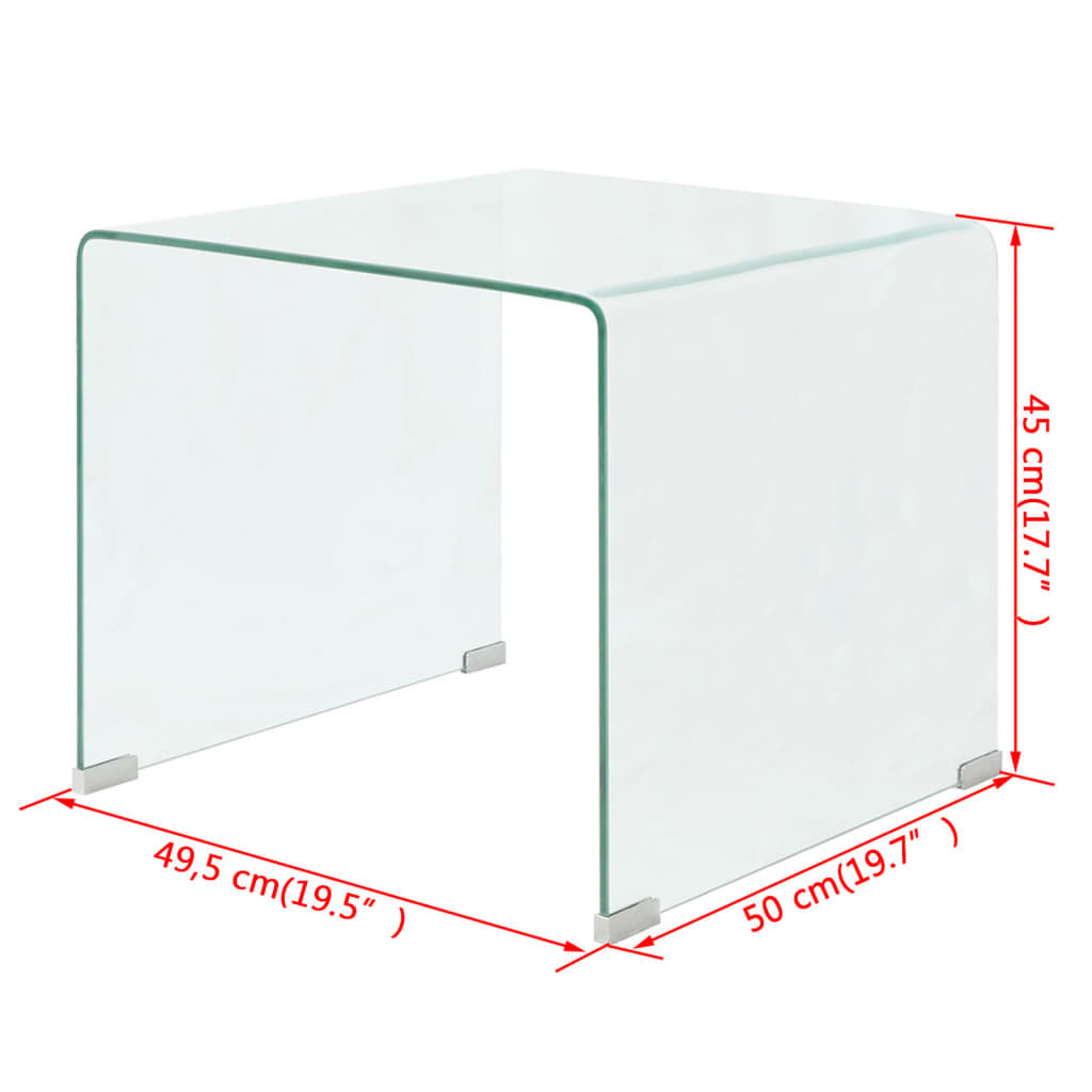 vidaXL طاولة قهوة زجاج مقوى 49.5×50×45 سم شفاف