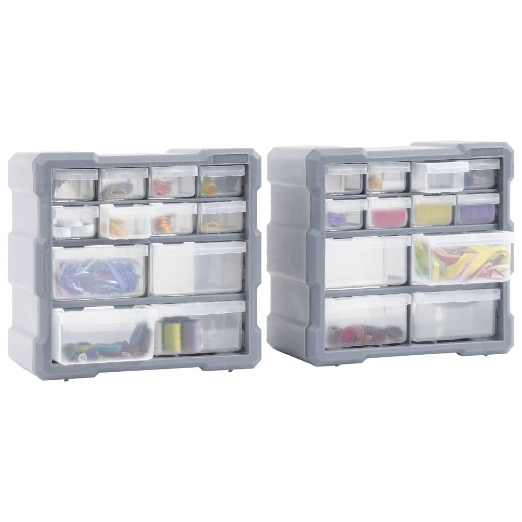 vidaXL منظمات متعددة الأدراج مع 12 درجًا 2 ق 26.5×16×26 سم