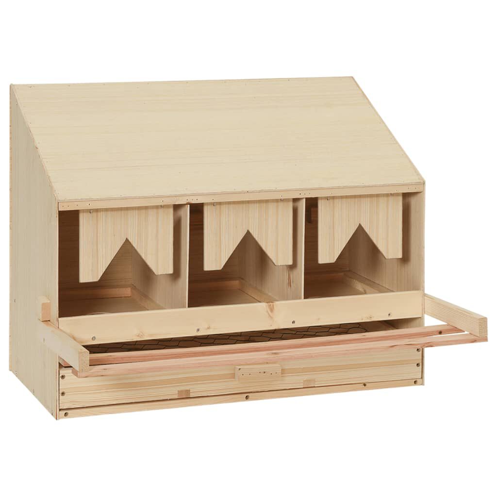 vidaXL عش دجاج 3 حجرات 54x33x72 سم خشب صنوبر صلب