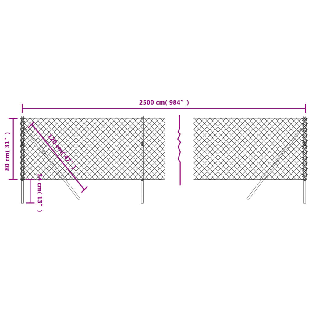 vidaXL سياج شبكي أخضر 0.8×25 م