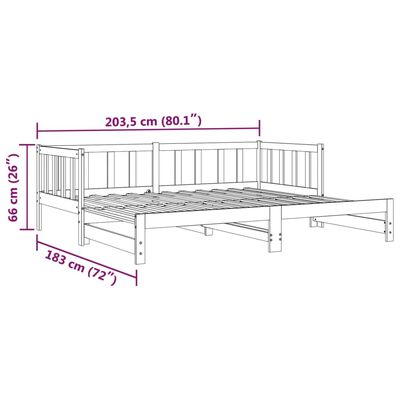 vidaXL سرير نهاري قابل للسحب خشب صنوبر صلب أسود 2×(90×200) سم