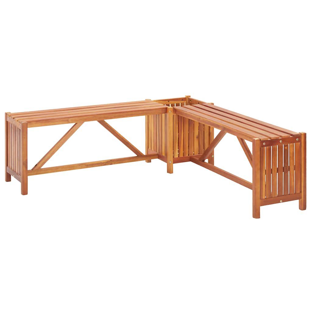 vidaXL مقعد زاوية حديقة مع حوض زرع 117×117×40 سم خشب سنط صلب
