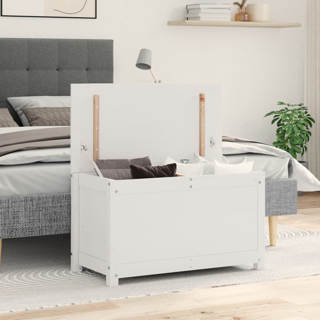 vidaXL صندوق تخزين لون أبيض 45,5x40x80 سم خشب صنوبر صلب