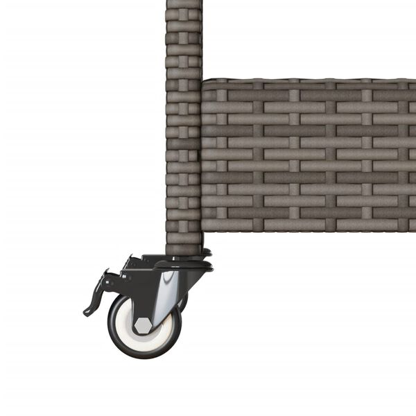 vidaXL عربة بار 3 أدوار لون رمادي بولي روطان وخشب أكاسيا صلب