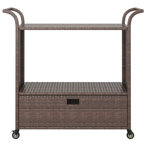 vidaXL عربة بار مع درج بني 100×45×97 سم بولي روطان