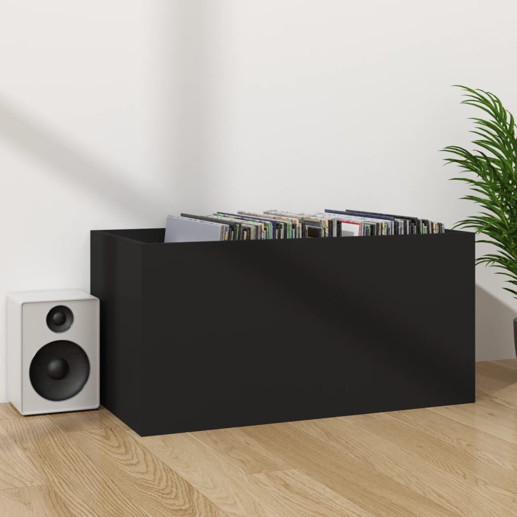 vidaXL صندوق تخزين فينيل لون أسود 71×34×36 سم خشب صناعي