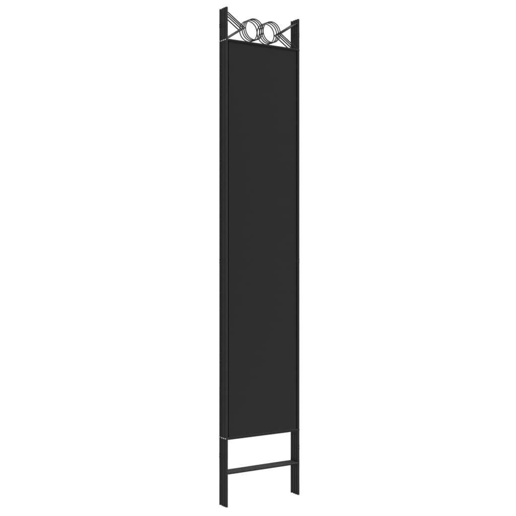 vidaXL مقسم غرفة 4-ألواح أسود 160×220 سم قماش
