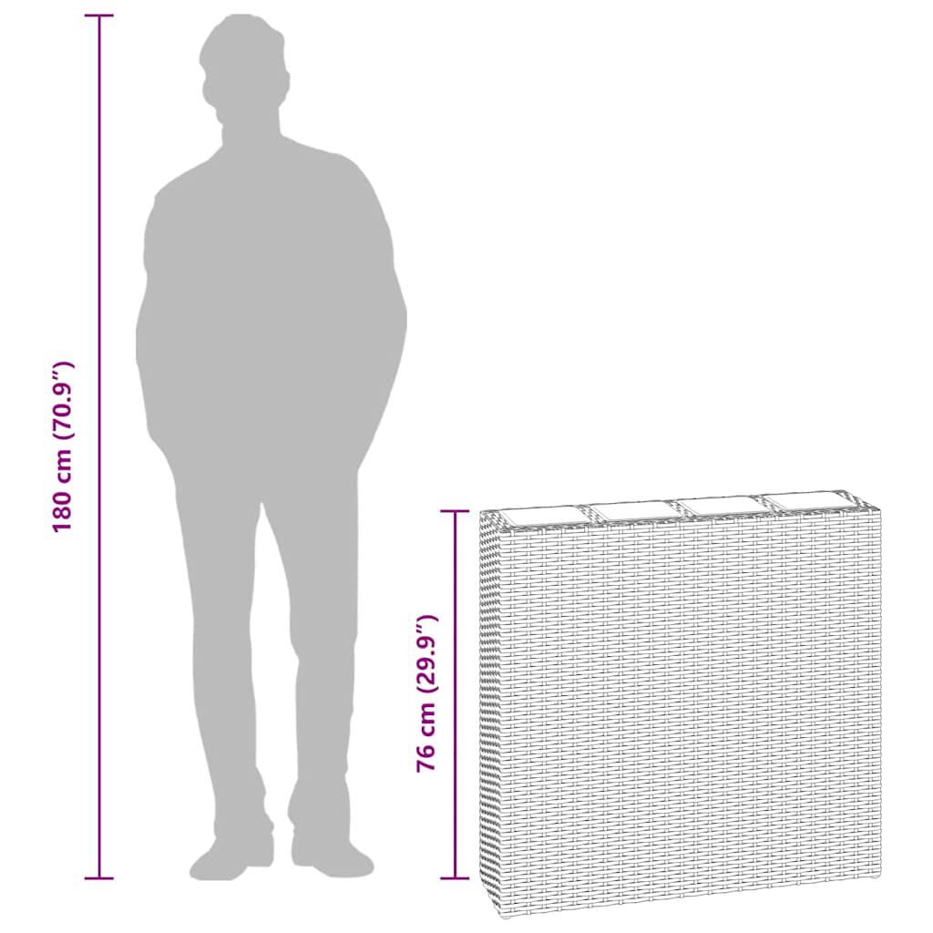 vidaXL حوض زراعي مرتفع مع 4 أصص بولي روطان أسود