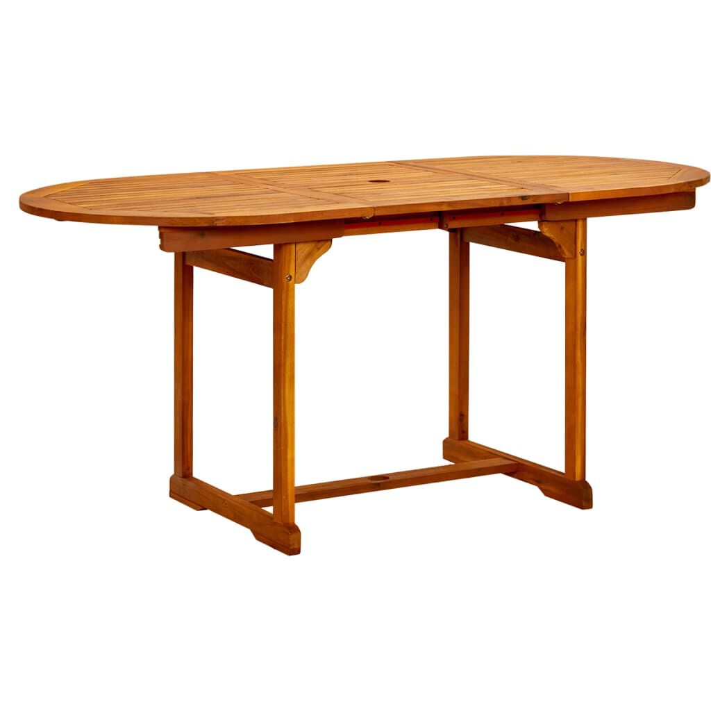 vidaXL طاولة سفرة حديقة (120-170)×80×74 سم خشب أكاسيا صلب