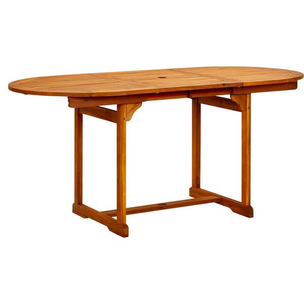 vidaXL طاولة سفرة حديقة (120-170)×80×74 سم خشب أكاسيا صلب