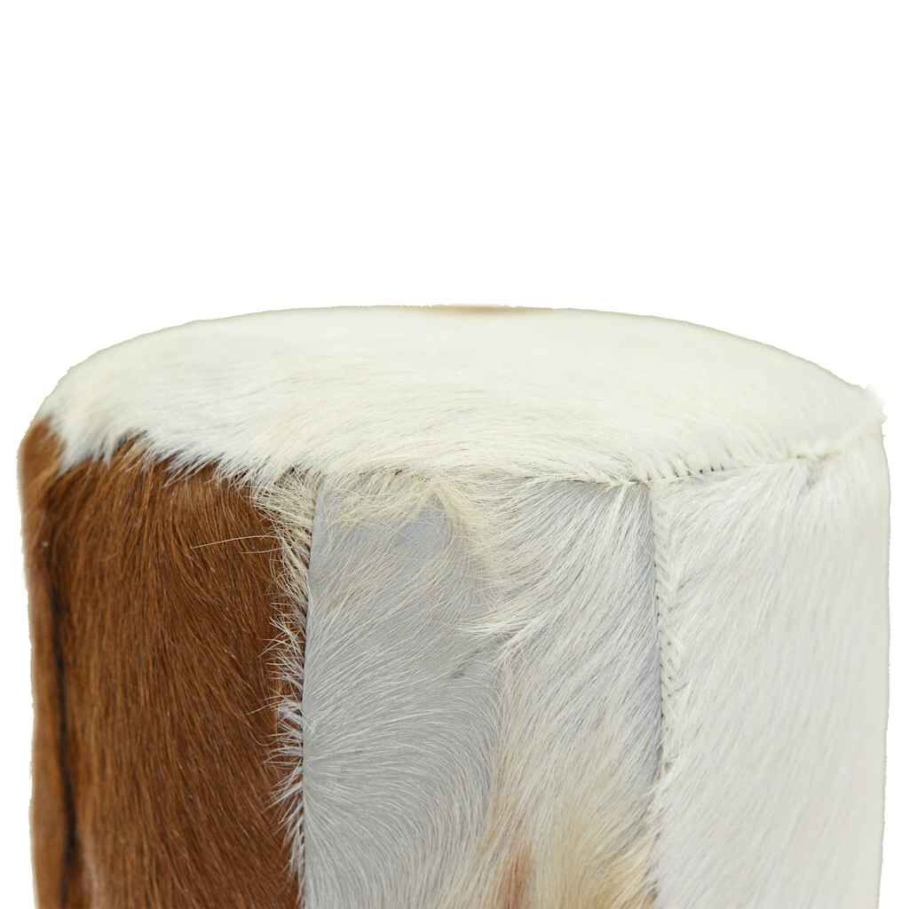 vidaXL مقعد بار جلد حقيقي وخشب ساج صلب