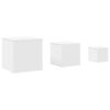 808585 vidaXL طاولات جانبية 3 ق أبيض خشب صناعي