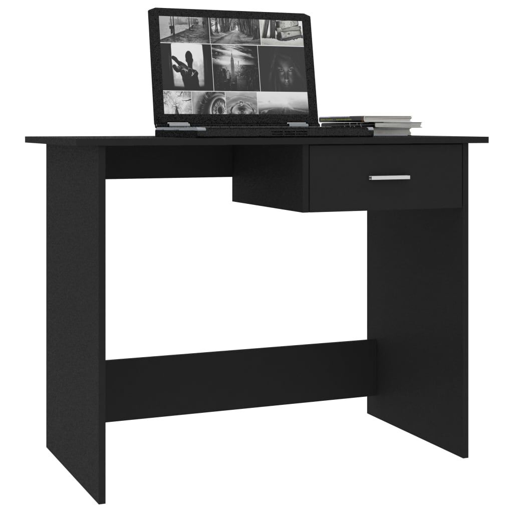 vidaXL مكتب لون أسود 100×50×76 سم خشب صناعي