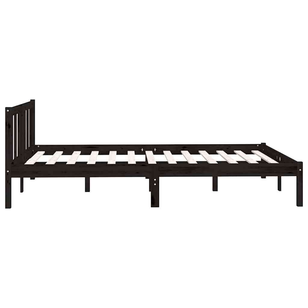 vidaXL إطار سرير خشب صنوبر صلب أسود 140×200 سم