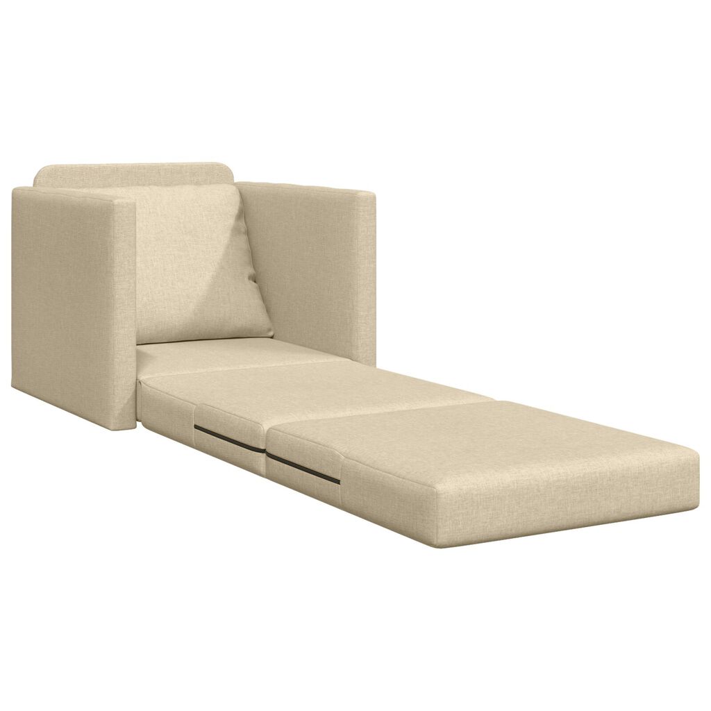 vidaXL سرير أريكة أرضي 2 في 1 لون كريمي 55x174x112 سم قماش